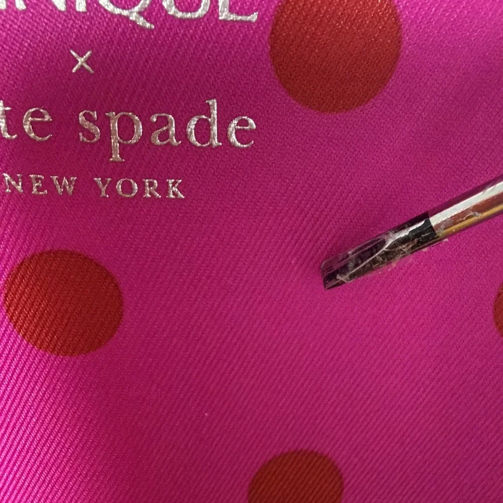 Clinique x Kate Spade Cosmetic Makeup Bag Pink Polka Dots Travel‎ Vacation